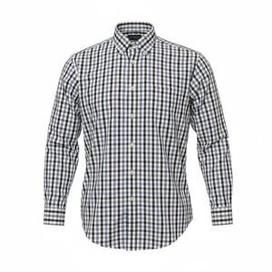 Lands' End Men's Blue White Checkered Cotton Button Down Dress Shirt - 16 1/2 32